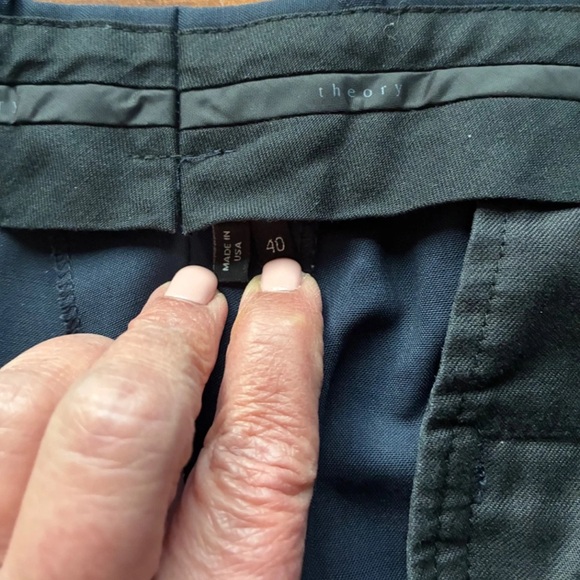 Theory Mens Navy Blue Flat Front Trouser Dressy Suit Pants Bottom Pockets Sz 40 - Picture 11 of 16